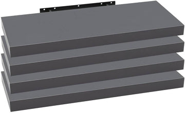 Set van 4 wandplanken MDF voor boeken en decoratie | Donkergrijs | 60x22.9x3.8 cm