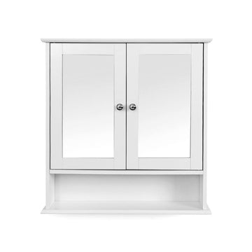 Badkamerspiegelkast - wandkast - 2 deuren - wit - 56 x 58 x 13 cm