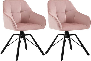 Draaibare eetkamerstoelen met armleuningen 2-delige set | Roze | 58,5x54,5x82,5 cm