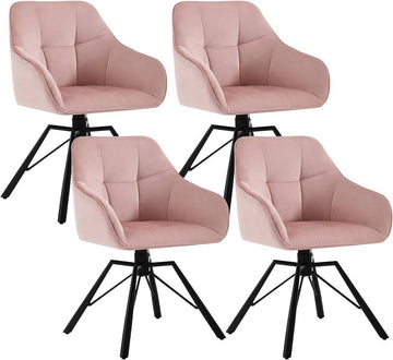 Draaibare eetkamerstoelen met armleuningen 4-delige set | Roze | 58,5x54,5x82,5 cm