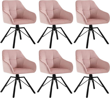 Draaibare eetkamerstoelen met armleuningen 6-delige set | Roze | 58,5x54,5x82,5 cm