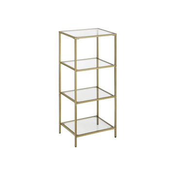 Glazen rek met goudkleurig metalen frame – 40 x 30 x 95 cm