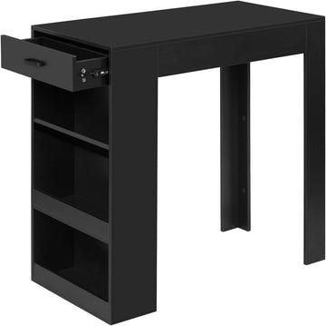 Bartafel met lade 3 planken en wijnrek | Zwart | 100x50x100 cm