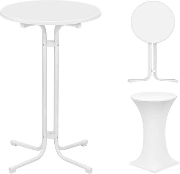 Klapbare weerbestendige statafel met hoes 70 cm | Wit | 70x70x110 cm