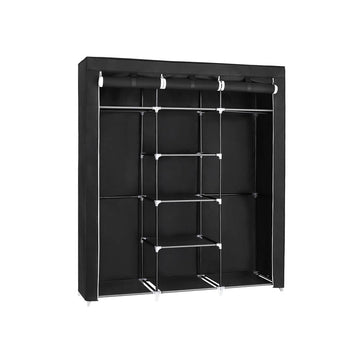 Stoffen kledingkast - opvouwbaar - zwart - 150 x 175 x 45 cm