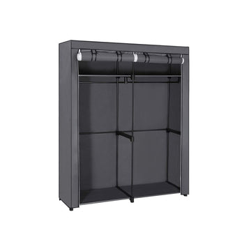 Stoffen kledingkast - opvouwbaar - 2 kledingroedes - grijs - 140 x 43 x 174 cm
