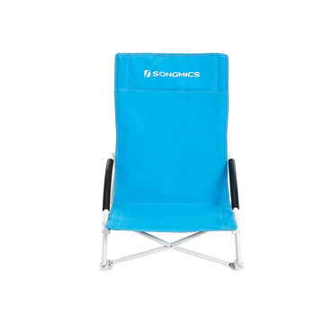 Strandstoel met hoge rugleuning, opvouwbaar, lichtblauw, 56 x 53 x 74 cm