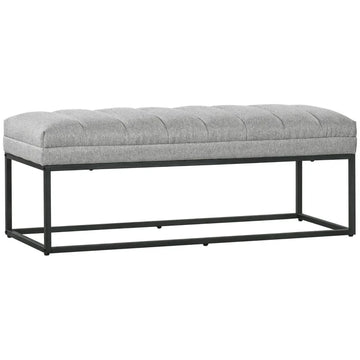 Gestoffeerde bank - Bedbank en halbank | Kleur: Lichtgrijs | Afmetingen: 120x44x45.5 cm