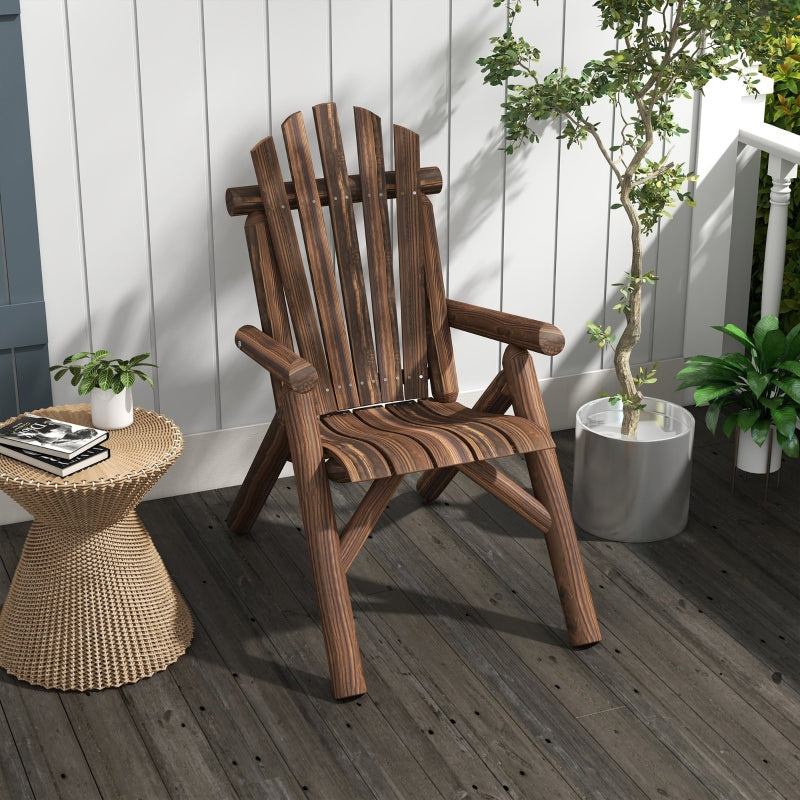 Houten Adirondack tuinstoel met hoge rugleuning | Kleur: Naturel | Afmetingen: 83x68x101 cm
