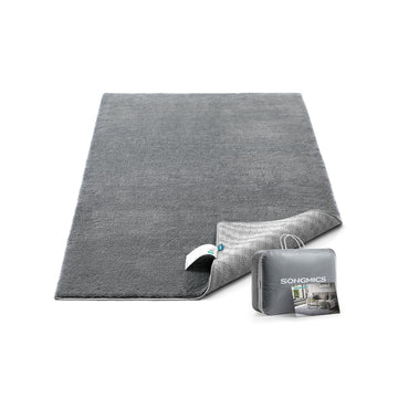 Vloerkleed woonkamer - decoratief antislip - polyester/vilt/TPR - duifgrijs - 43 x 33 x 9 cm