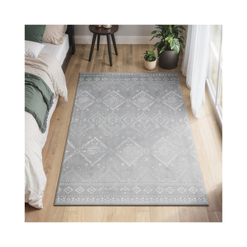 Wasbaar boho vloerkleed 120 x 170 cm zacht | Lichtgrijs | 120x170 cm