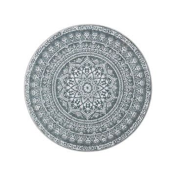 Rond vloerkleed 120 cm – Boho – antraciet – polyester/vilt/TPR
