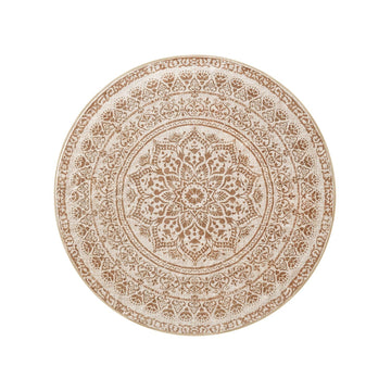 Rond vloerkleed boho - cappuccino beige - polyester/vilt/TPR - lichtgewicht - 120 cm
