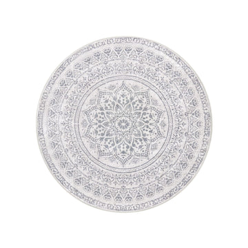 Rond vloerkleed 160 cm boho duifgrijs - polyester/vilt/TPR - 2,8 kg