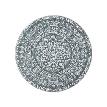 Rond vloerkleed boho antraciet polyester vilt TPR 160 cm lichtgewicht 2,8 kg