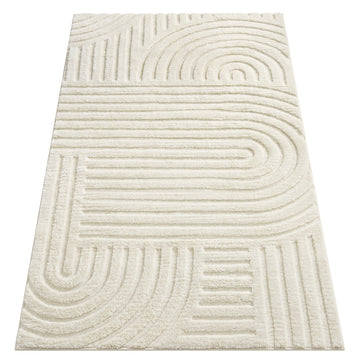 3D vloerkleed crèmewit machinewasbaar antislip | Crèmewit | 150x80x1 cm