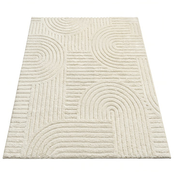 3D vloerkleed crème wit machinewasbaar antislip | Crème wit | 170x120x1 cm