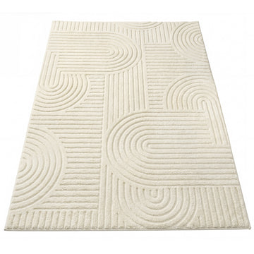 3D vloerkleed crèmewit machinewasbaar antislip | Crèmewit | 230x160x1 cm