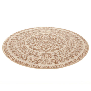 Rond antislip woonkamerkleed wasbaar | Beige | 120 cm diameter