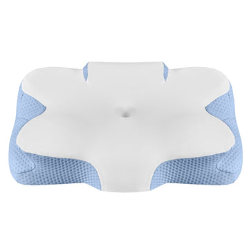 Ergonomisch hoofdkussen met verkoelend effect, hoogteverstelbaar | Wit-Blauw