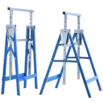 Steigerbokken set van 2 - Verstelbare werkbokken | Kleur: Blauw | Afmetingen: 58x68x80-130 cm