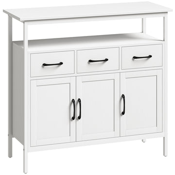 Sideboard met 3 laden en 3 deuren - Buffetkast | Kleur: Wit | Afmetingen: 95x35x88 cm
