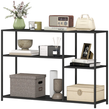 Consoletafel met 4 niveaus - Zwart stalen frame | Kleur: Zwart | Afmetingen: 110x30x75 cm
