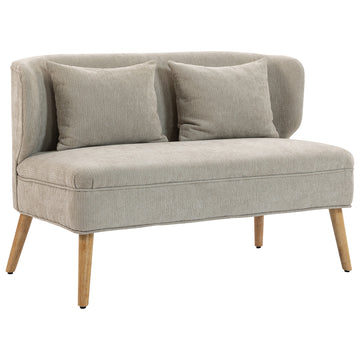2-zitsbank van chenille met vleugelrug | Kleur: Beige | Afmetingen: 117x65x78,5 cm