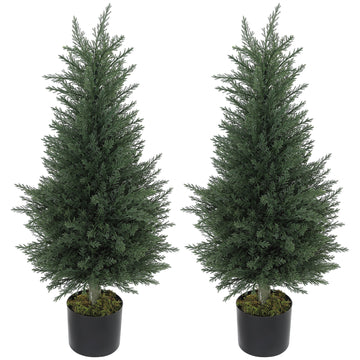 2-delige set kunstplanten cipres in pot | Kleur: Groen | Afmetingen: 40x40x90 cm