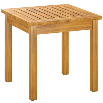 Houten bijzettafel met lattenblad | Kleur: Natuurlijk hout | Afmetingen: 48x48x46 cm