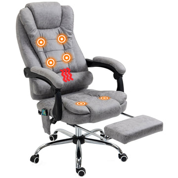Massage-bureaustoel met verwarming | Kleur: Grijs | Afmetingen: 70x65x111-119 cm