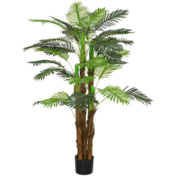 Kunstpalm 1,6 m met pot - 36 bladeren | Kleur: Groen-zwart | Afmetingen: 16x16x160 cm