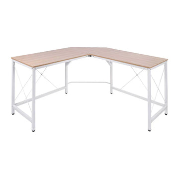 Hoekbureau L-vormig voor kantoor en gaming | Kleur: Naturel + wit | Afmetingen: 150x150x76 cm
