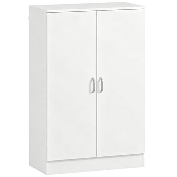 Schoenenkast met 2 deuren voor 21 paar | Kleur: Wit | Afmetingen: 70x35x108 cm
