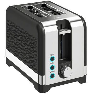 Broodrooster 2 sleuven 930 W, 7 standen | Kleur: Zwart | Afmetingen: 15,6x26,4x18,9 cm