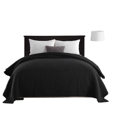 Gewatteerde bedsprei Patchwork omkeerbaar | Zwart | 220x240 cm