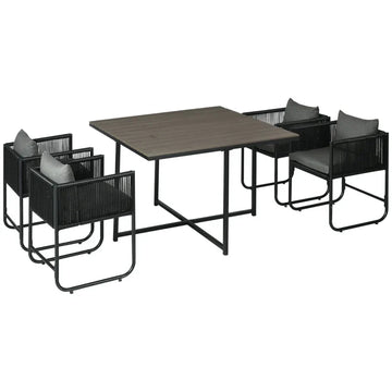 5-delige tuinset met 4 stoelen en tafel | Kleur: Grijs | Afmetingen: 110x110x75 cm