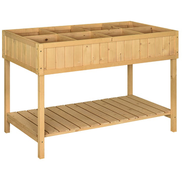 Verhoogde houten moestuinbak met plank | Kleur: Bruin | Afmetingen: 46x110x76 cm