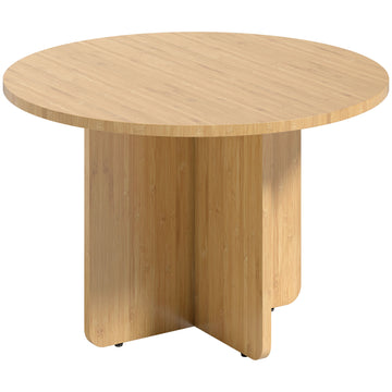 Ronde bamboe salontafel met kruisvoet | Kleur: Natuurhout | Afmetingen: 66x66x45 cm