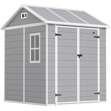 Tuinberging met raam en afsluitbare deur | Kleur: Grijs, wit | Afmetingen: 181x181x220 cm