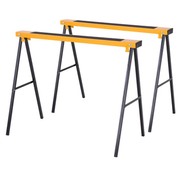 Metalen opvouwbare schragen set van 2 | Kleur: Zwart-Geel | Afmetingen: 50x100x76 cm