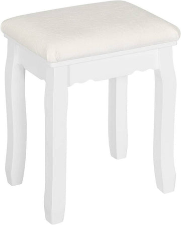 Make-upkruk pianokruk fluwelen zitting massiefhouten poten | Wit | 38x28.5x45 cm