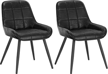 Set van 2 eetkamerstoelen van kunstleer | Zwart | 38x43x81,5 cm
