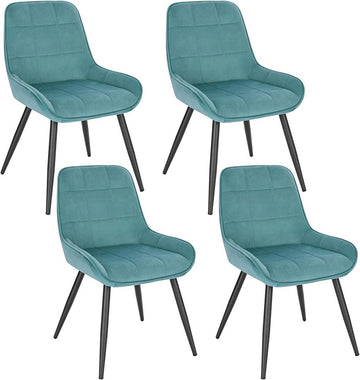Set van 4 eetkamerstoelen met rugleuning | Turkoois | 38x43x81,5 cm