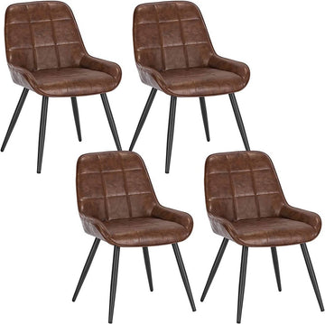 Set van 4 eetkamerstoelen met rugleuning van kunstleer | 38x43x81,5 cm