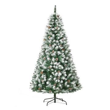 Kunstkerstboom met Sneeuwtakken en Kegels | Kleur: Groen-Wit | Afmetingen: 103x103x180 cm