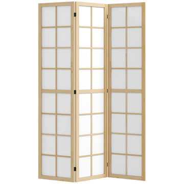 Vouwbare roomdivider - Houten kamerscherm | Kleur: Natuurlijk hout | Afmetingen: 120x1,7x170 cm