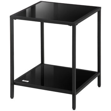 Bijzettafel met opbergruimte - 2 niveaus | Kleur: Zwart | Afmetingen: 40x40x50 cm
