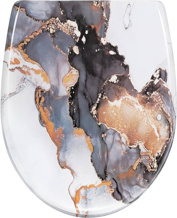 Toiletbril met softclose, O-vorm, abstract marmerpatroon | Abstract marmerpatroon