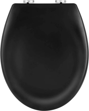 Toiletbril met softclose ovaal zwart | 44,7x5,5x37,1 cm